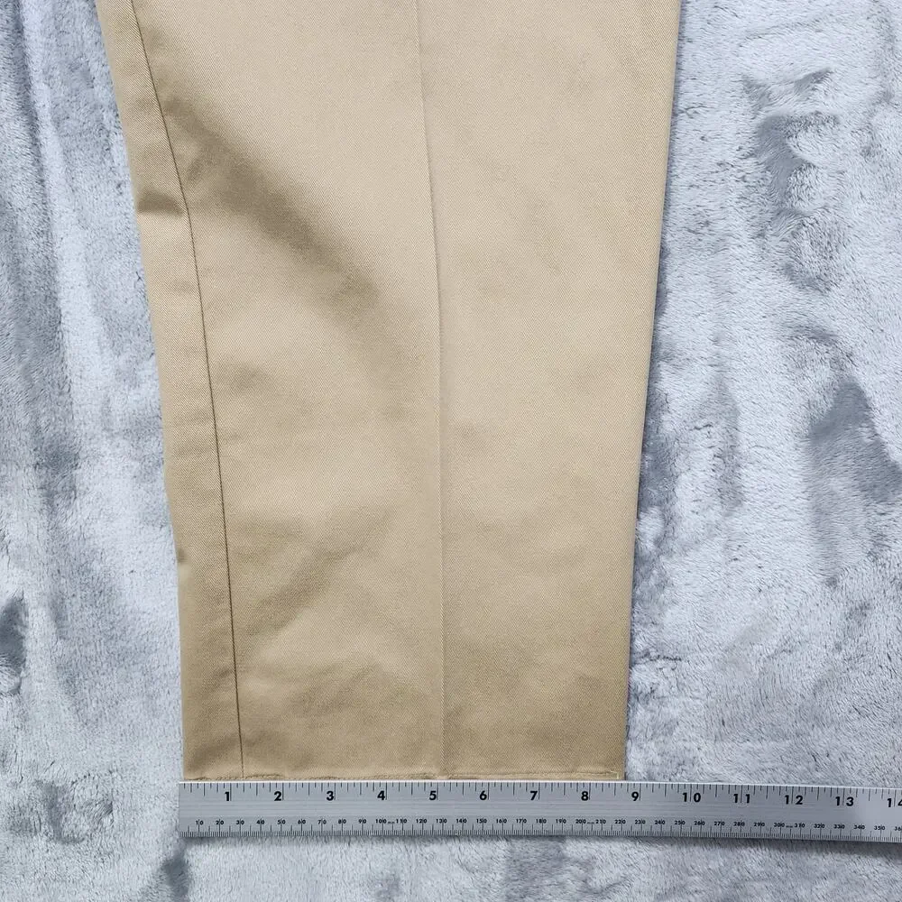 LL Bean Pants‎ Mens 40x28 Tan Khaki Classic Fit Flat Front Chinos Pockets Office